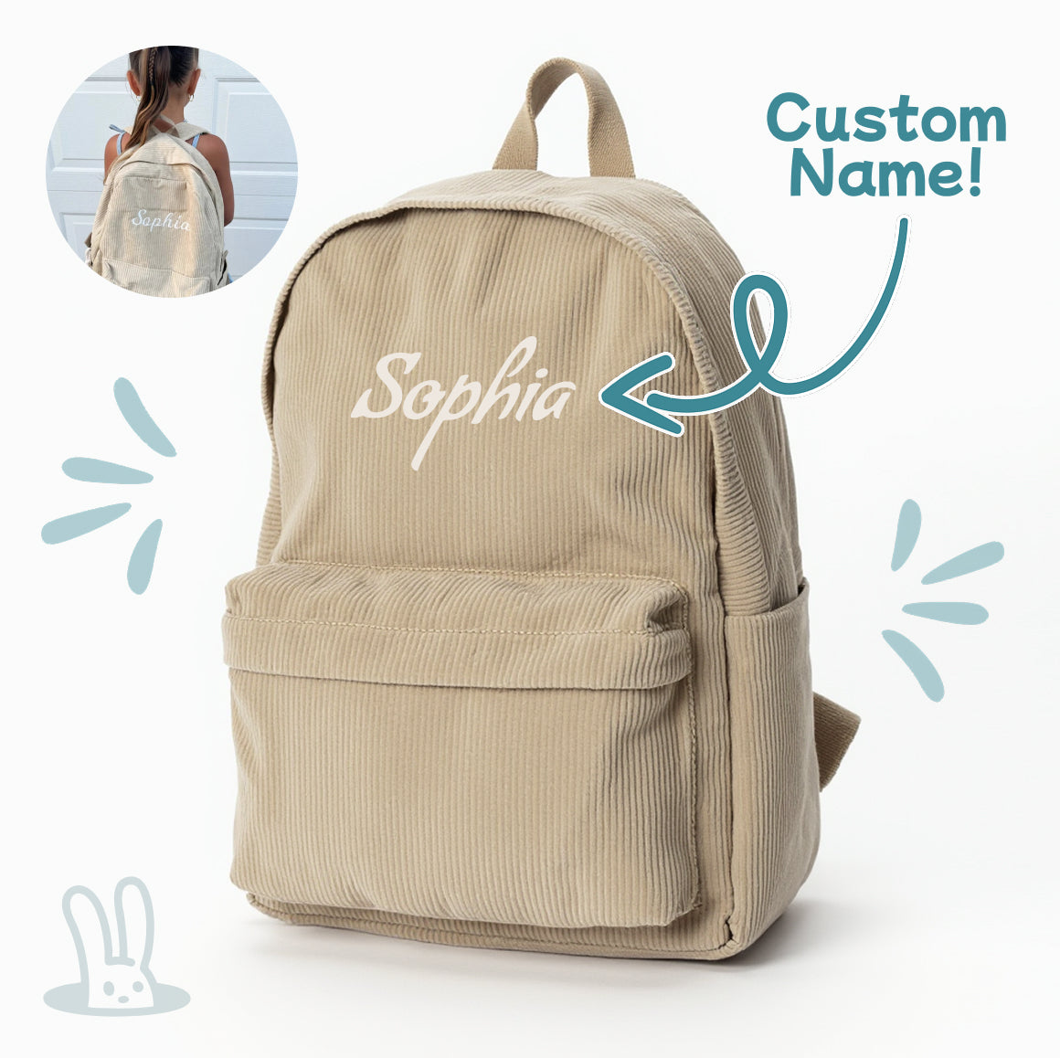 Personalized Corduroy Kids Backpack