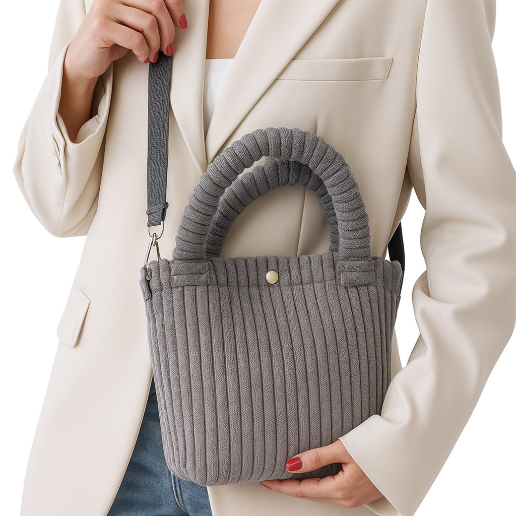 Corduroy Bucket Shoulder Bag